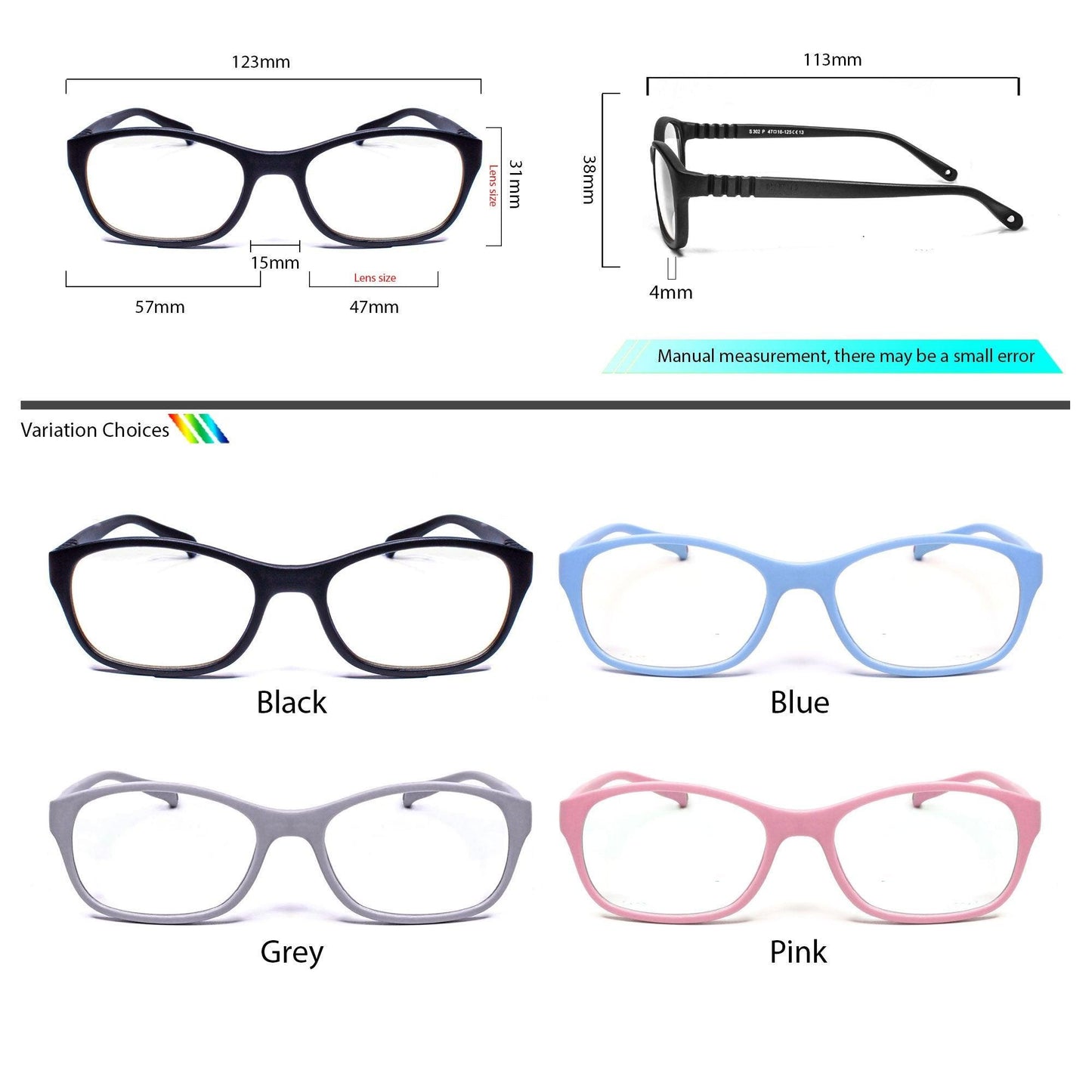 Peculiar TAYLOR Square KIDS FLEX TR90 Rubberized Frame Anti Radiation Glasses UV400 (3 - 8 Years Old) - peculiareyewear