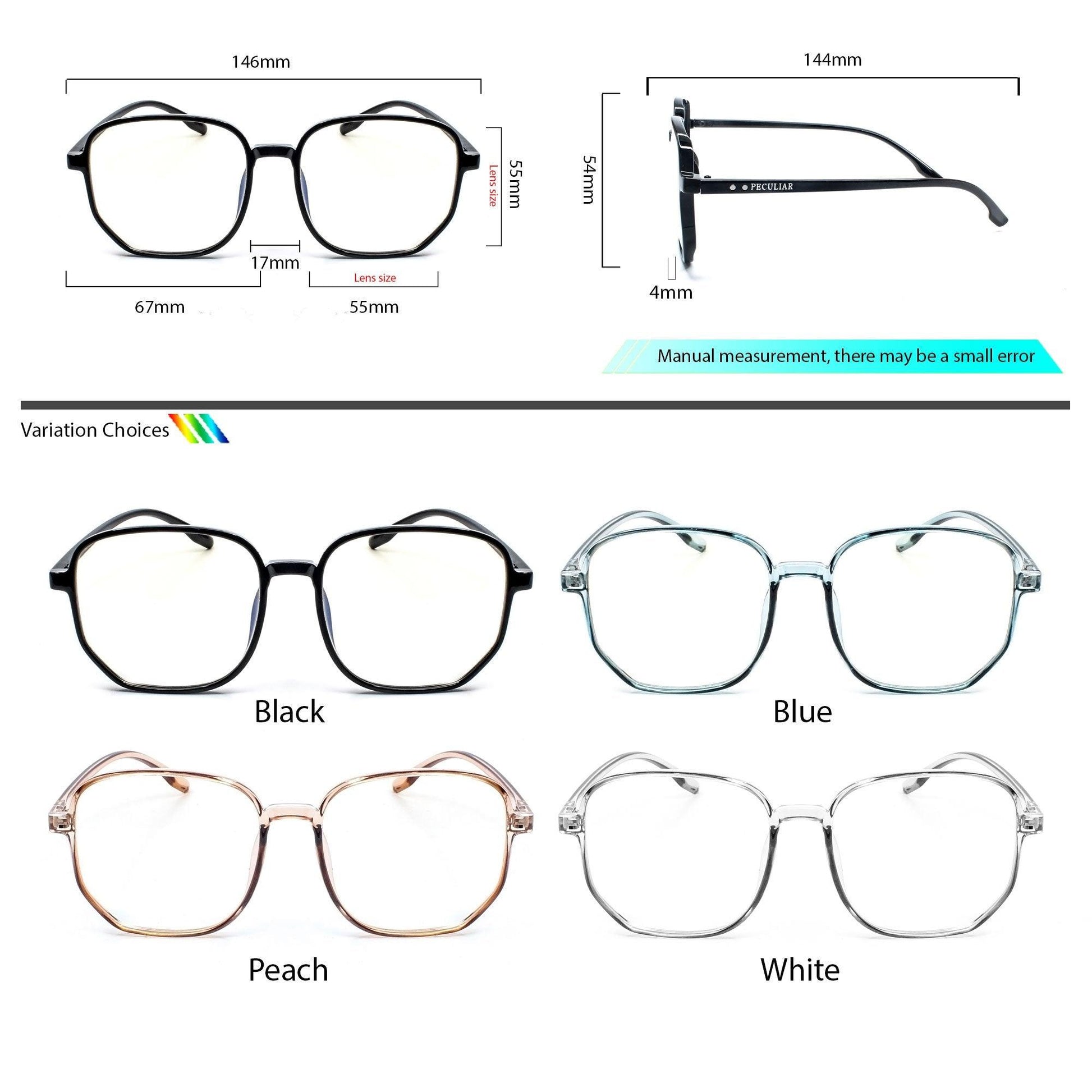 Peculiar DYLAN Oversied Square Polycarbonate Frame Anti Radiation Glasses UV400 - peculiareyewear