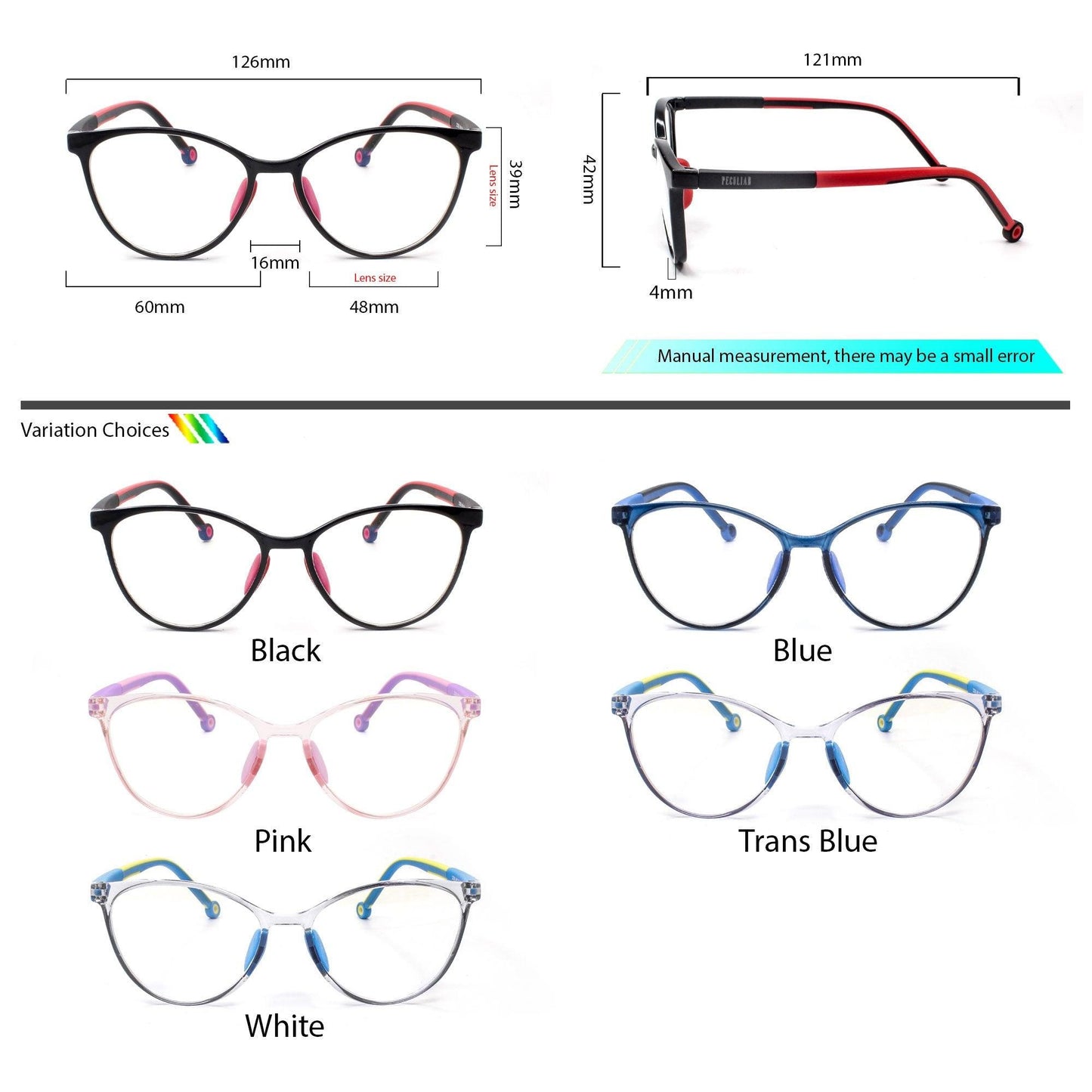Peculiar AIDEN Cat Eye KIDS FLEX TR90 Rubberized Frame Anti Radiation Glasses UV400 - peculiareyewear