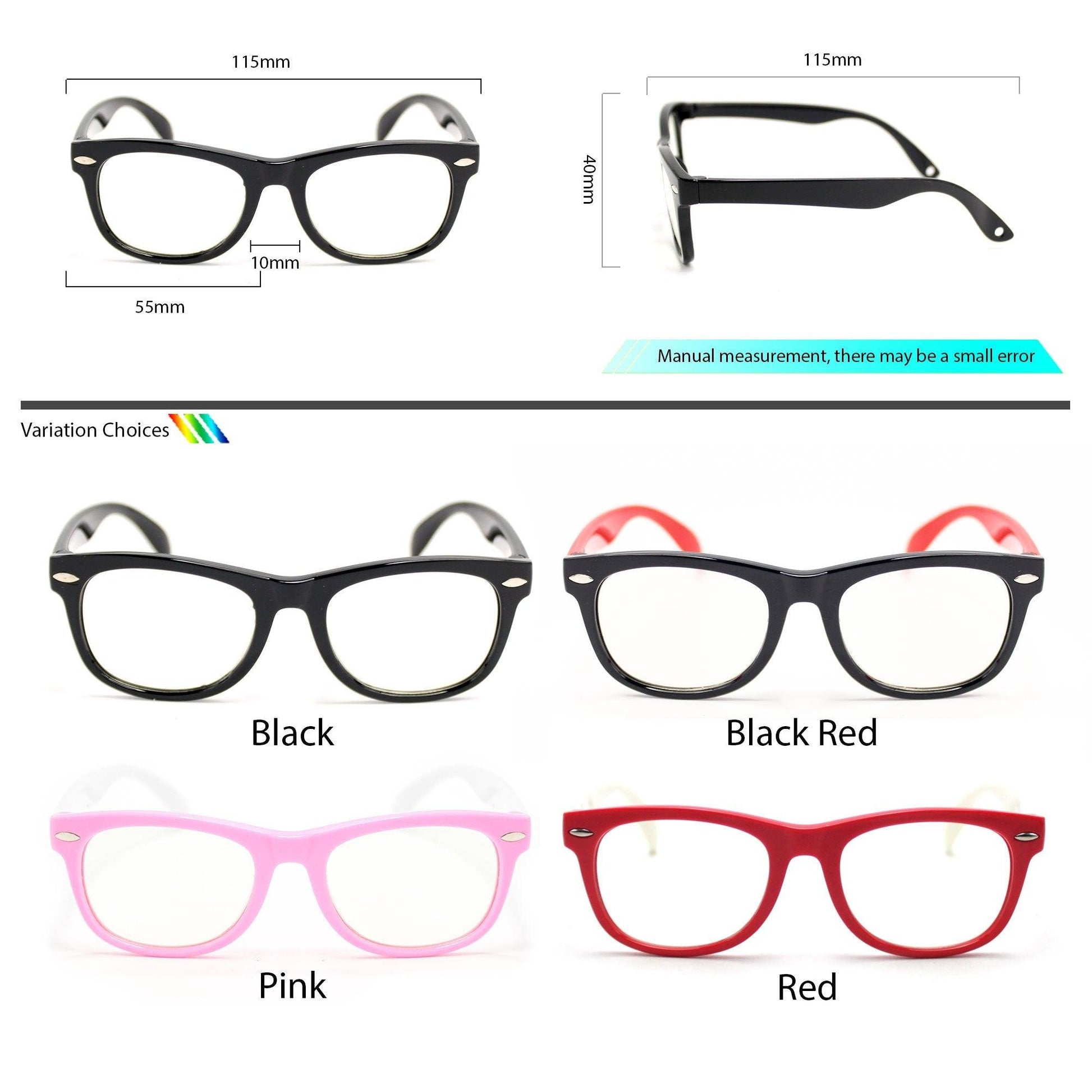 Peculiar PARKER Square KIDS FLEX TR90 Rubberized Frame Anti Radiation Glasses UV400 (1- 4 Years Old ) - peculiareyewear