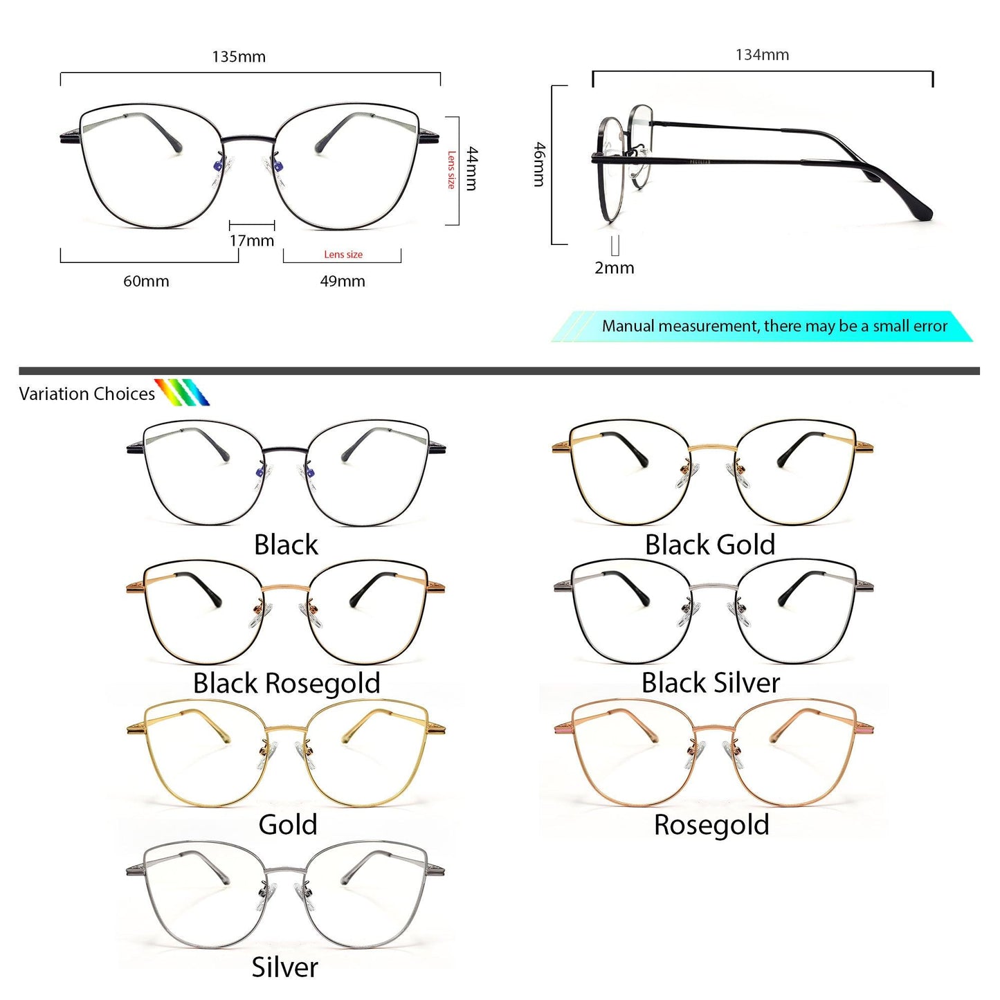 Peculiar ANA Cat Eye Stainless Steel Frame Anti Radiation Glasses UV400 - peculiareyewear