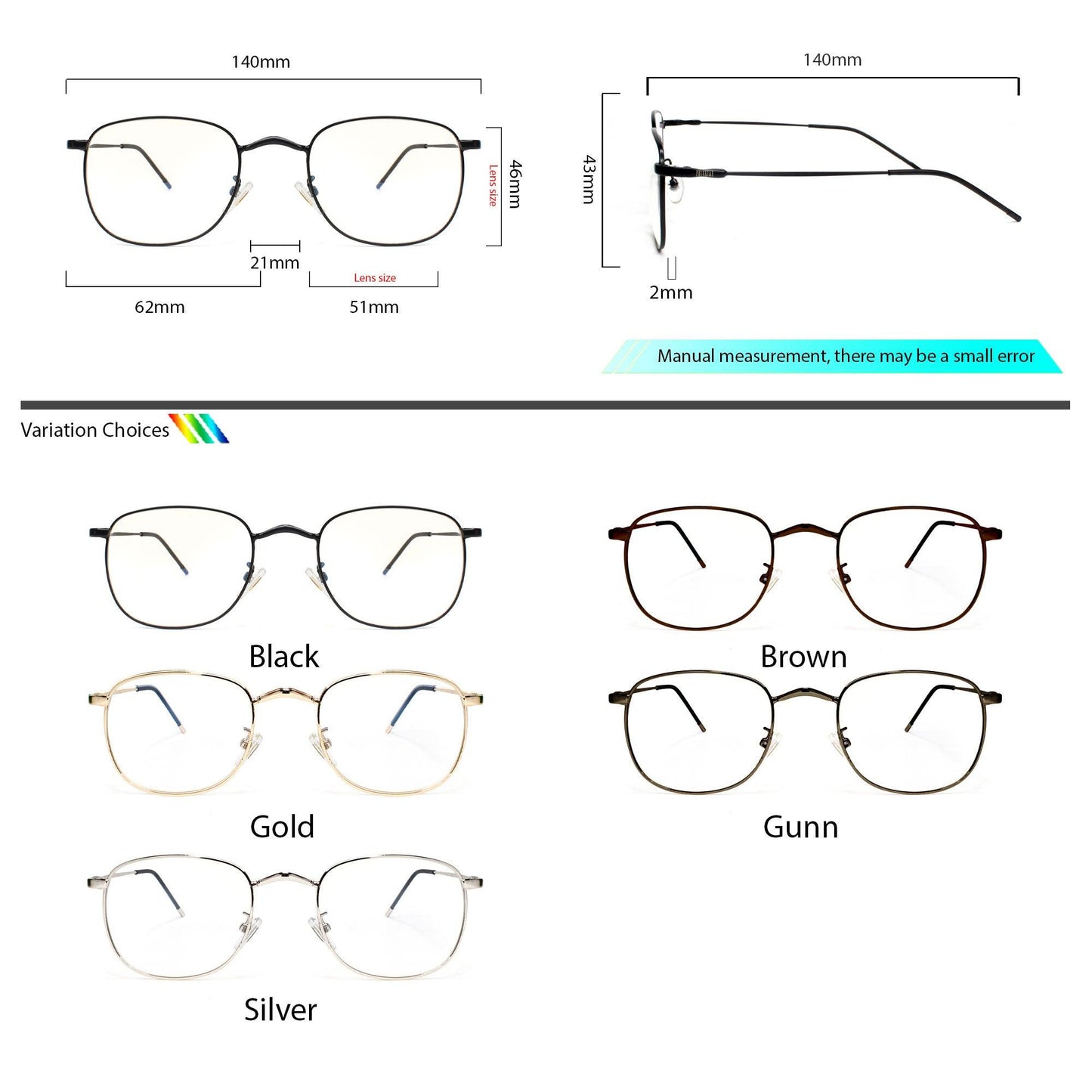 Peculiar LUE Square in Metallic Frame Anti Radiation Glasses for Men and Women - peculiareyewear