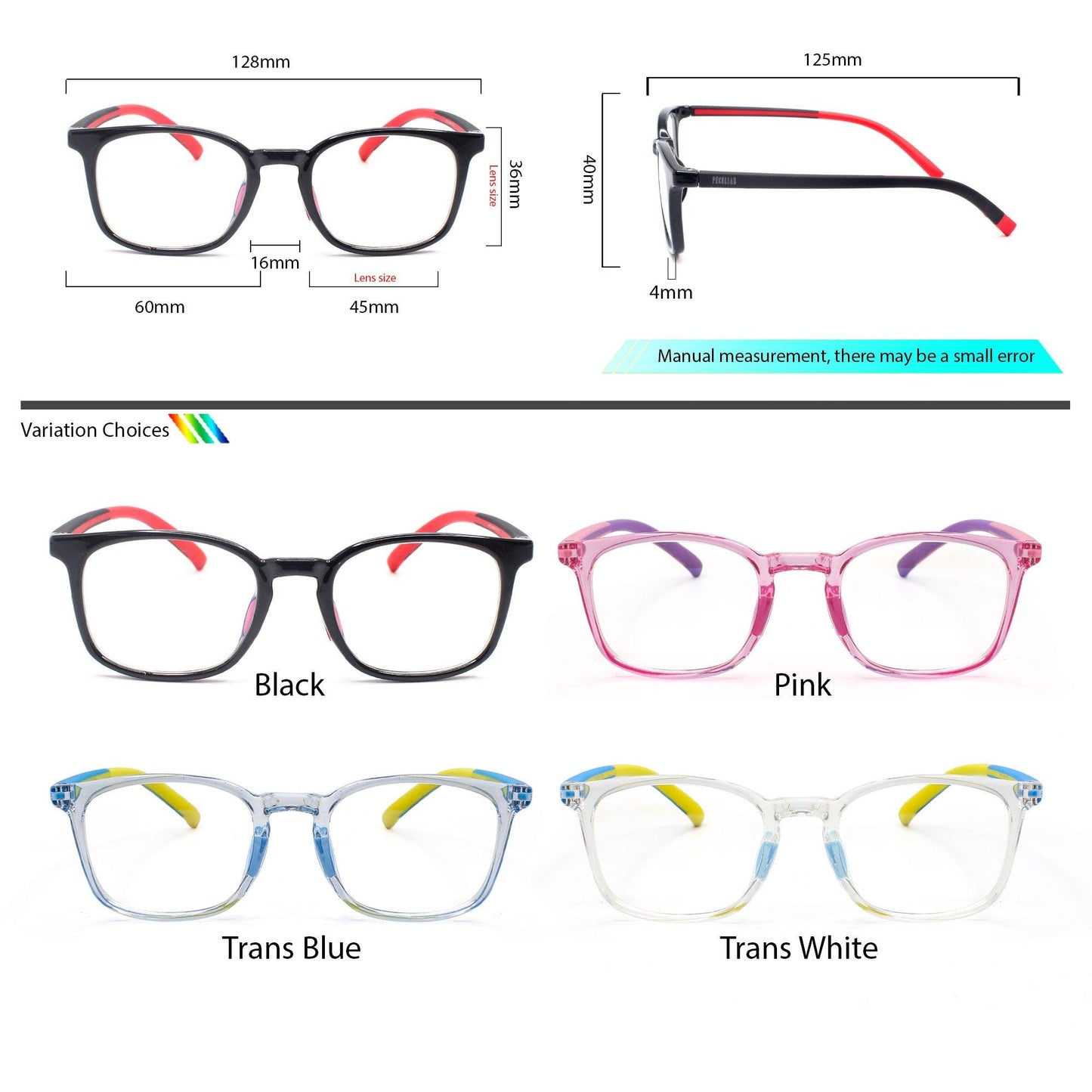Peculiar JILLIAN Rectangle KIDS FLEX TR90 Rubberized Frame Anti Radiation Glasses UV400 (5-10 yrs old) - peculiareyewear