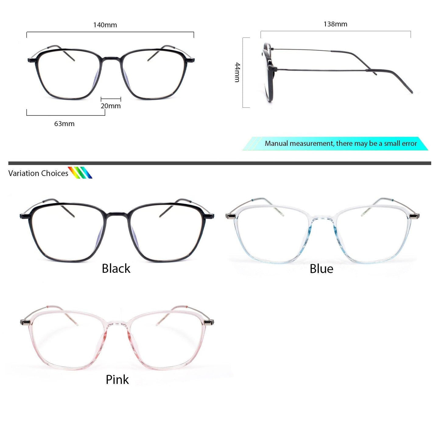 Peculiar SABER Square FLEX TR90 Frame Anti Radiation Glasses UV400 - peculiareyewear