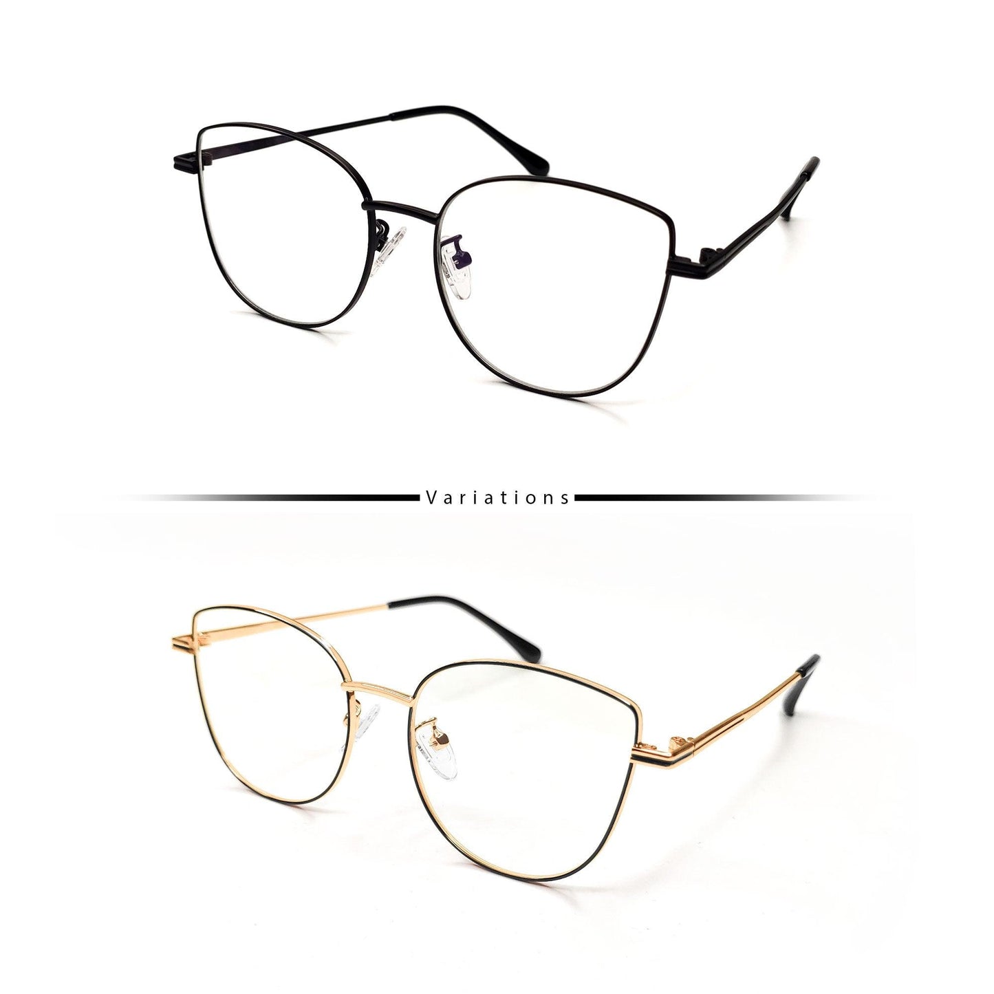 Peculiar ANA Cat Eye Stainless Steel Frame Anti Radiation Glasses UV400 - peculiareyewear