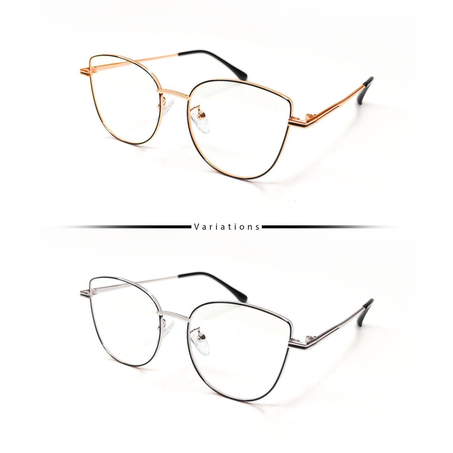 Peculiar ANA Cat Eye Stainless Steel Frame Anti Radiation Glasses UV400 - peculiareyewear