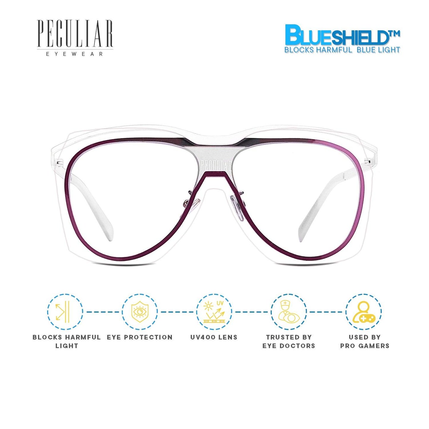 Peculiar KAYE Oversized Aviator Stainless Steel Frame Anti Radiation Glasses UV400 - peculiareyewear