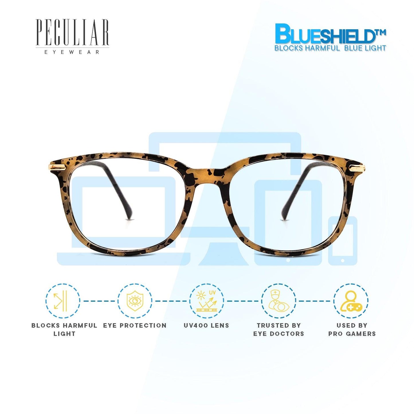 Peculiar KNOX Square Anti Radiation Glasses UV400 - peculiareyewear