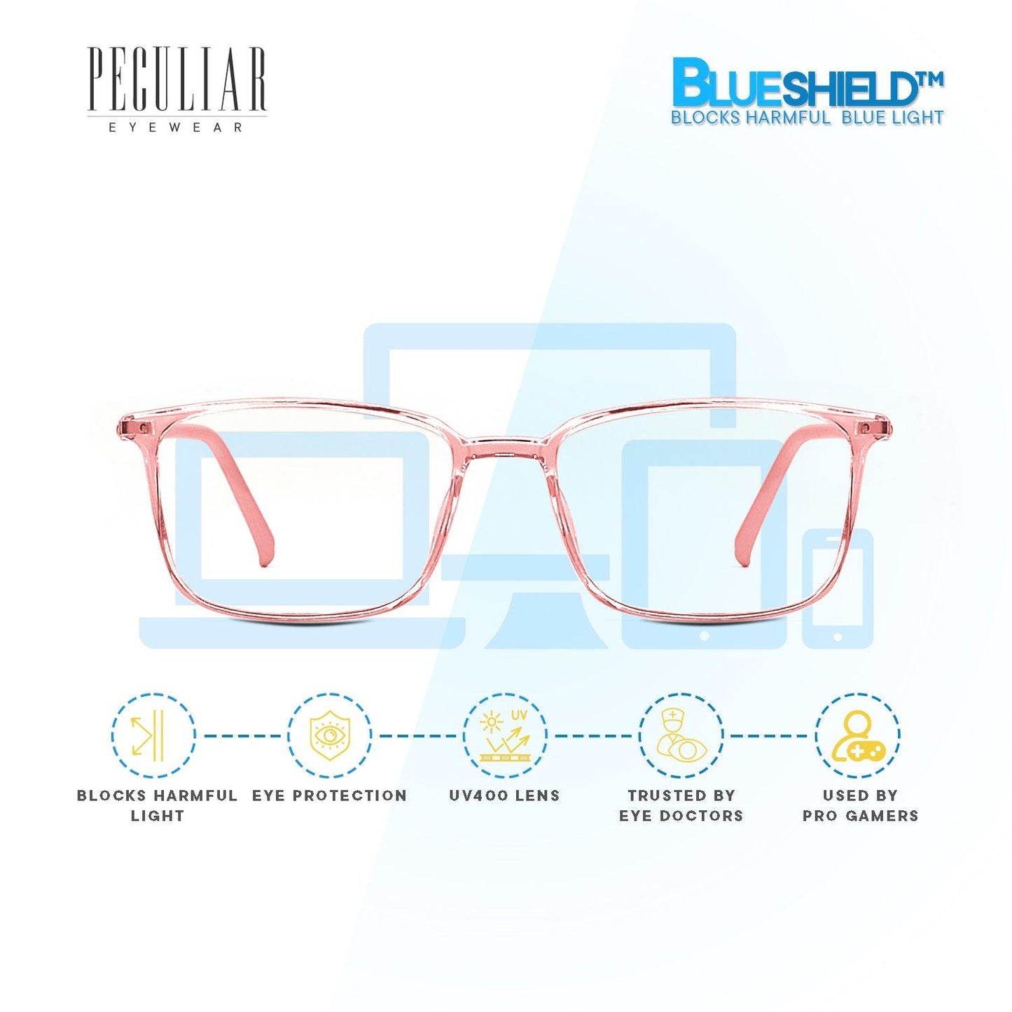 Peculiar HAYDEN Square FLEX TR90 Frame Anti Radiation Glasses UV400 - peculiareyewear