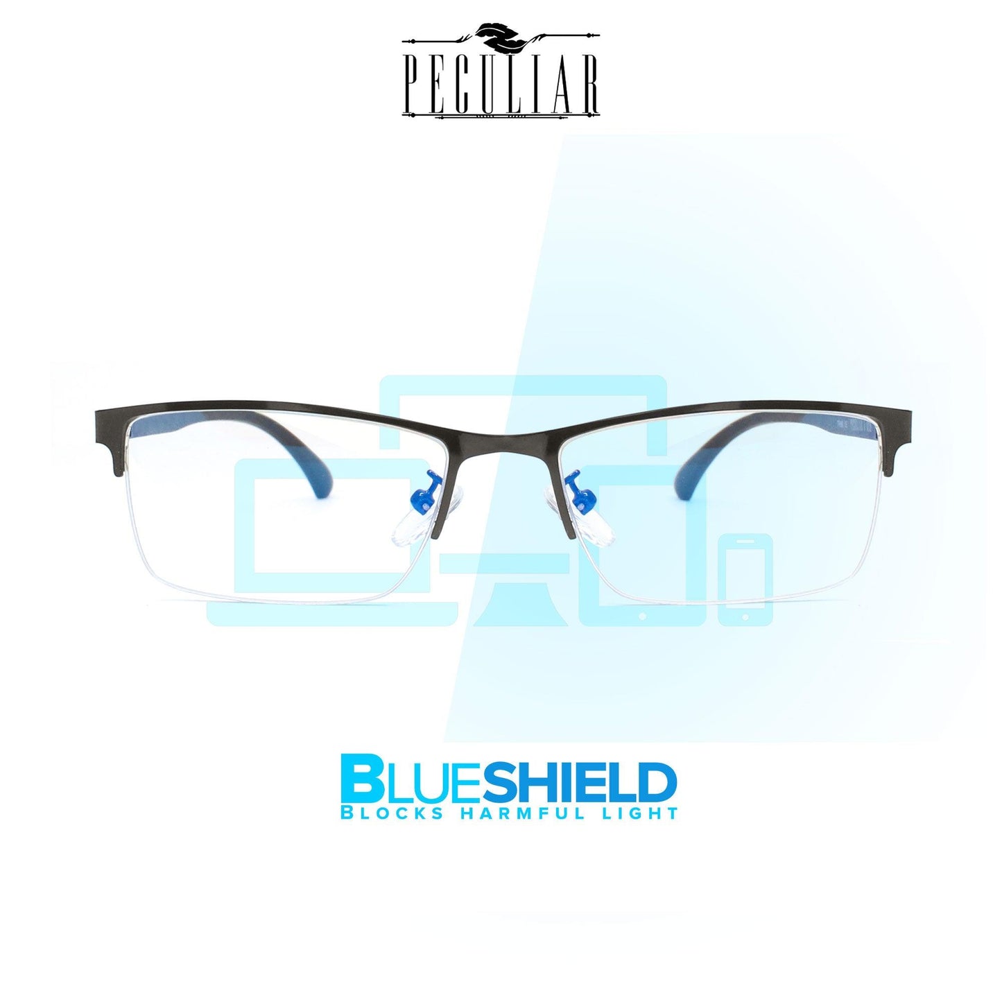 Peculiar SAGE Square Stainless Steel Frame Anti Radiation Glasses UV400 - peculiareyewear