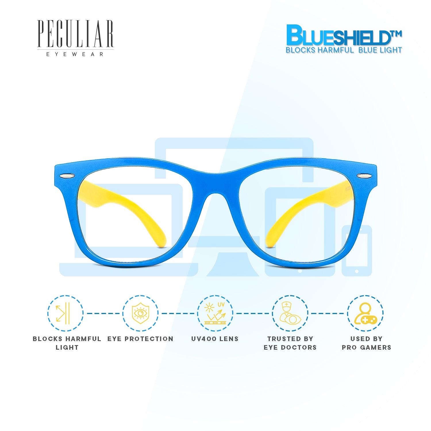 Peculiar AVERY Square KIDS FLEX TR90 Rubberized Frame Anti Radiation Glasses UV400 (5 - 10 Years Old) - peculiareyewear