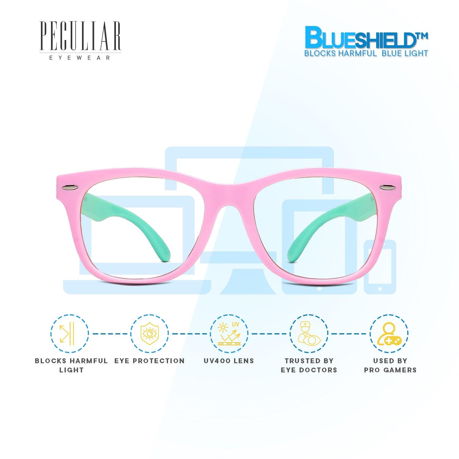 Peculiar AVERY Square KIDS FLEX TR90 Rubberized Frame Anti Radiation Glasses UV400 (5 - 10 Years Old) - peculiareyewear