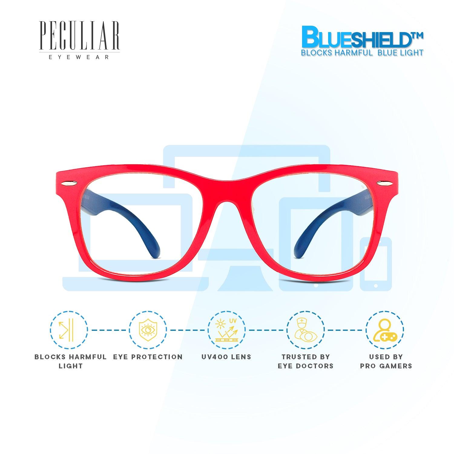 Peculiar AVERY Square KIDS FLEX TR90 Rubberized Frame Anti Radiation Glasses UV400 (5 - 10 Years Old) - peculiareyewear