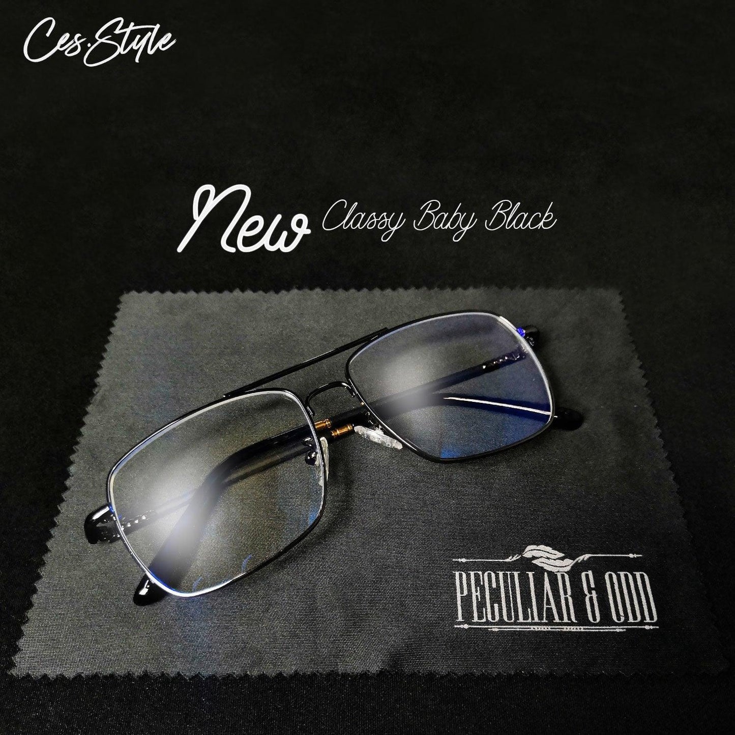 CES DRILON for Ces Style x Peculiar CLASSY BABY Rectangle Anti Radiation Glasses UV400 - peculiareyewear