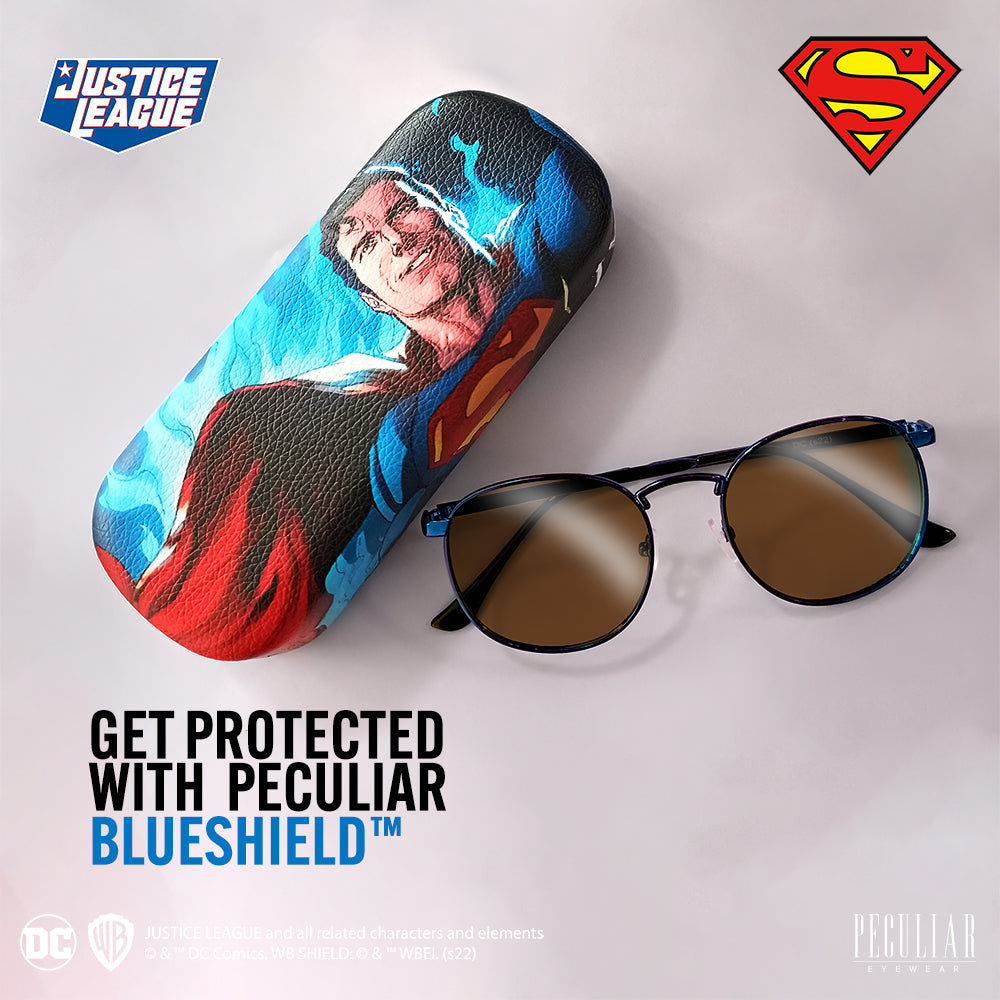 Justice League X Peculiar SUPERMAN Square METAL Frame Anti Radiation Glasses UV400