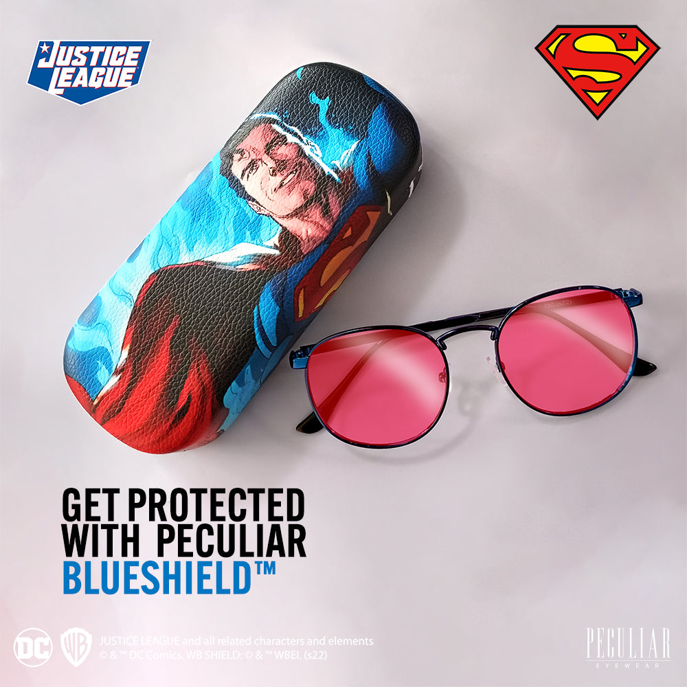 Justice League X Peculiar SUPERMAN Square METAL Frame Anti Radiation Glasses UV400