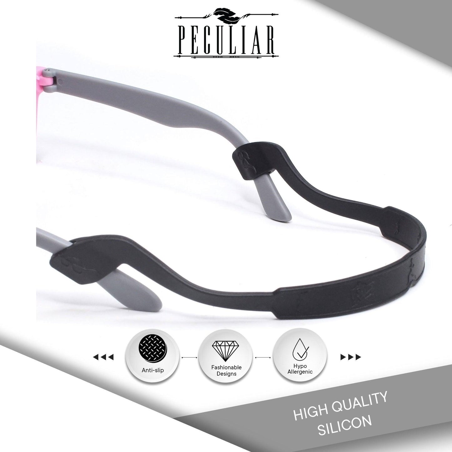 Peculiar S100 Silicon Rubber Eyeglass STRAP End Tips Anti Slip Ear Grip - peculiareyewear