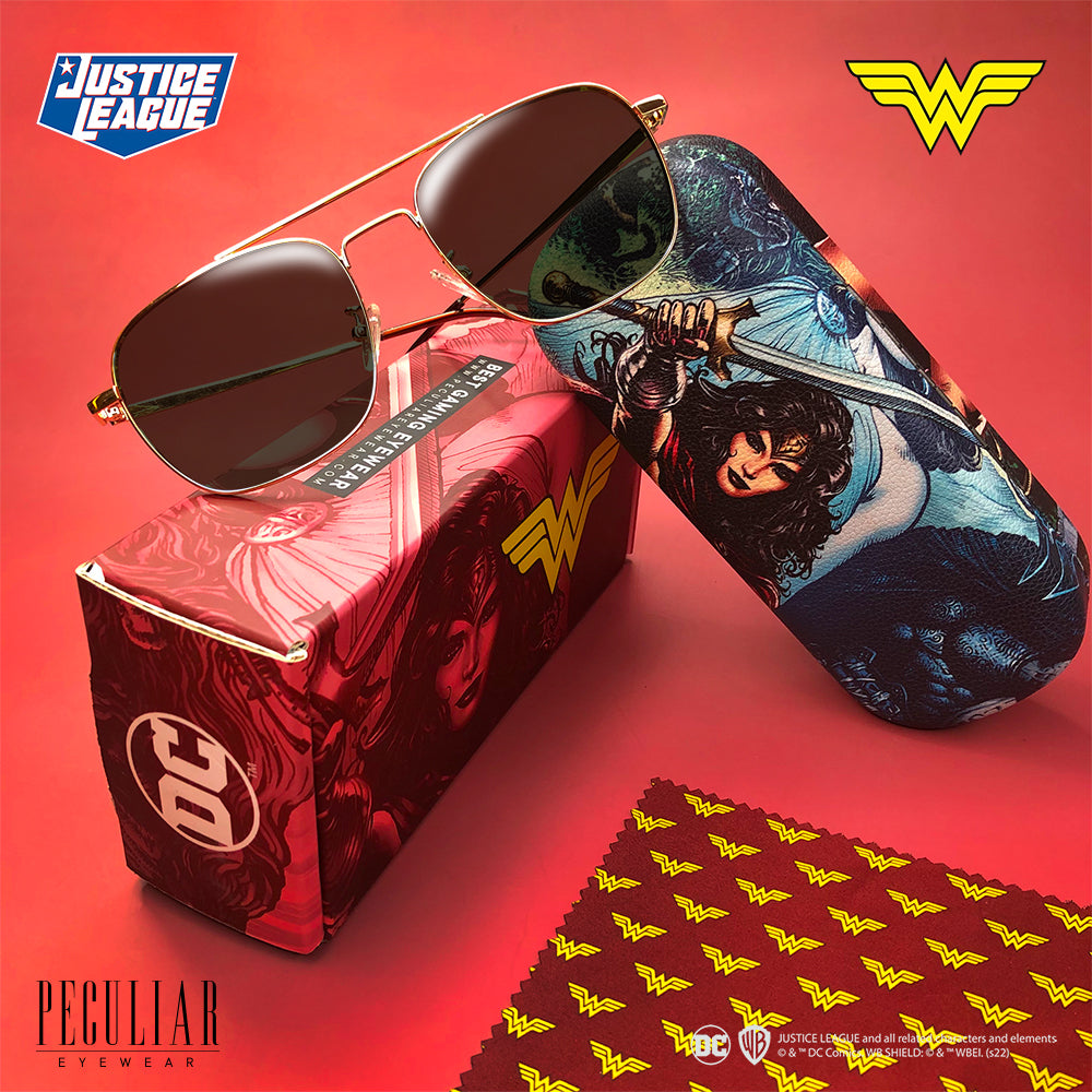 Justice League X Peculiar WONDER WOMAN Square Frame Anti Radiation Glasses UV400