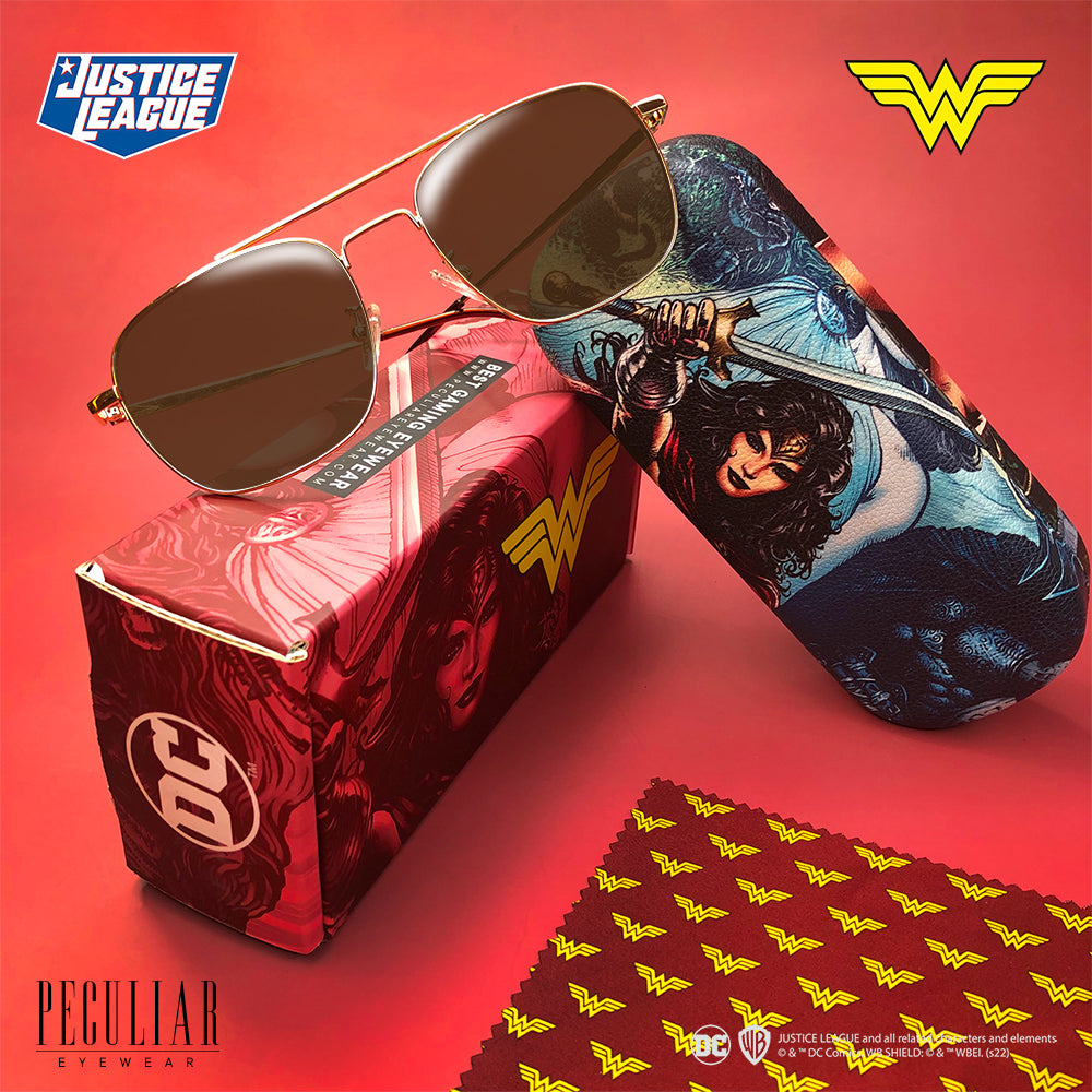Justice League X Peculiar WONDER WOMAN Square Frame Anti Radiation Glasses UV400
