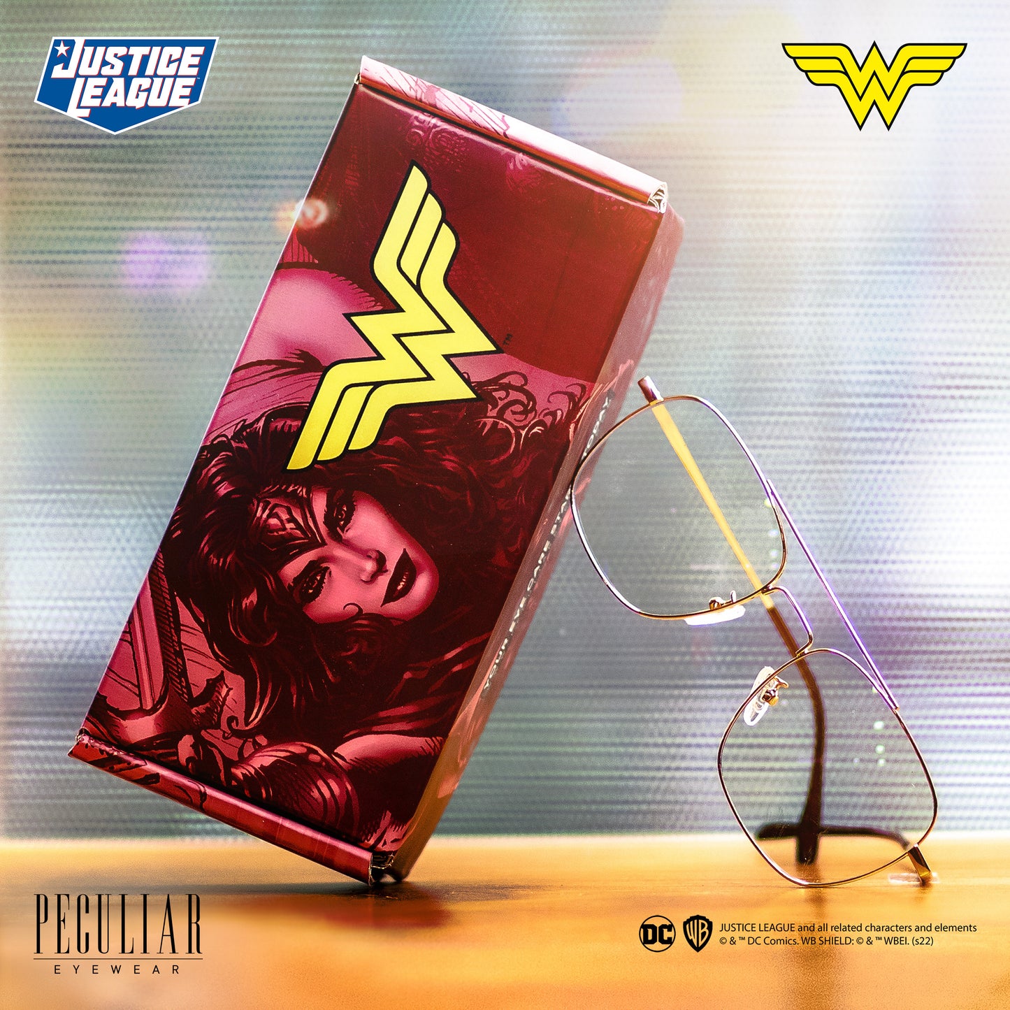 Justice League X Peculiar WONDER WOMAN Square Frame Anti Radiation Glasses UV400