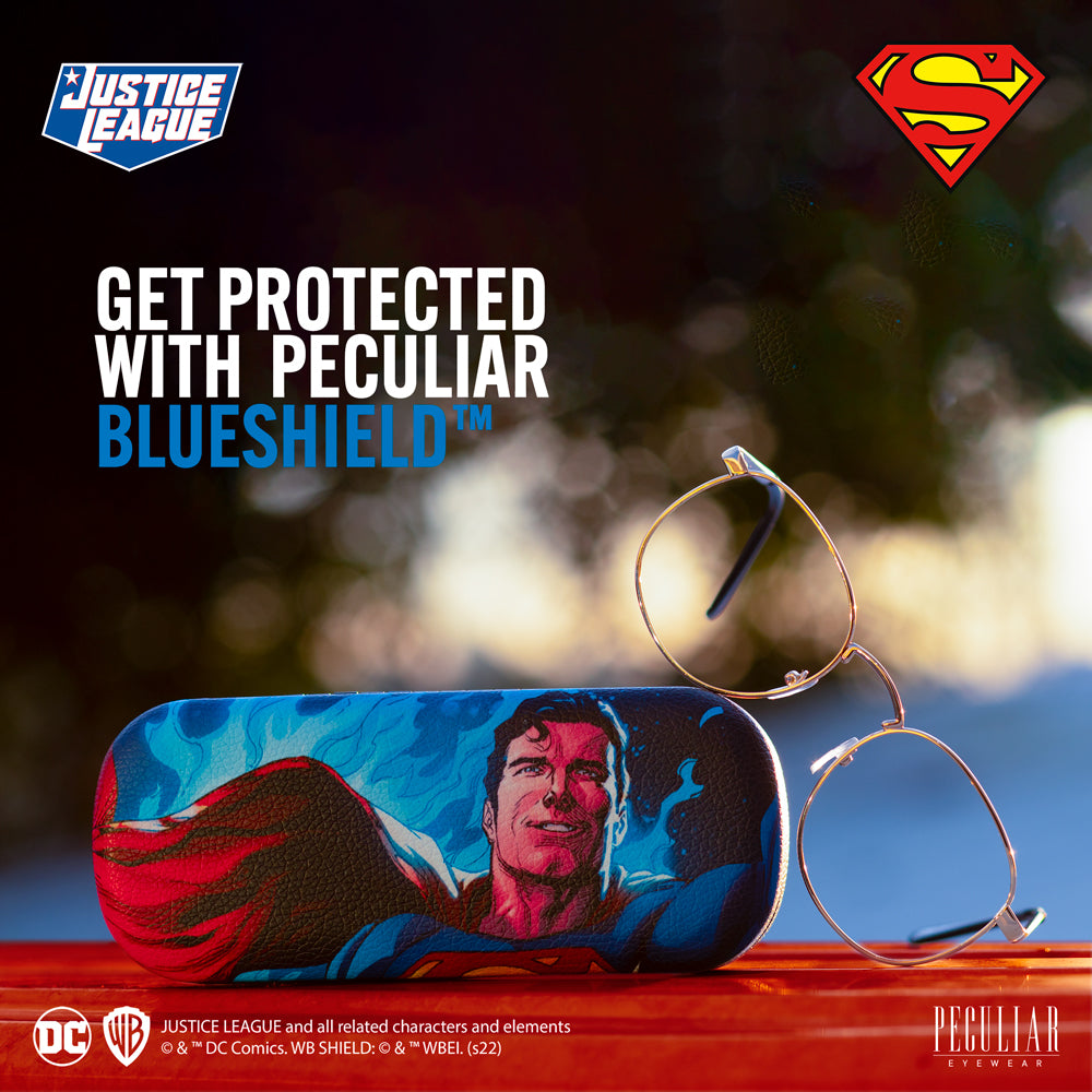 Justice League X Peculiar SUPERMAN Square METAL Frame Anti Radiation Glasses UV400