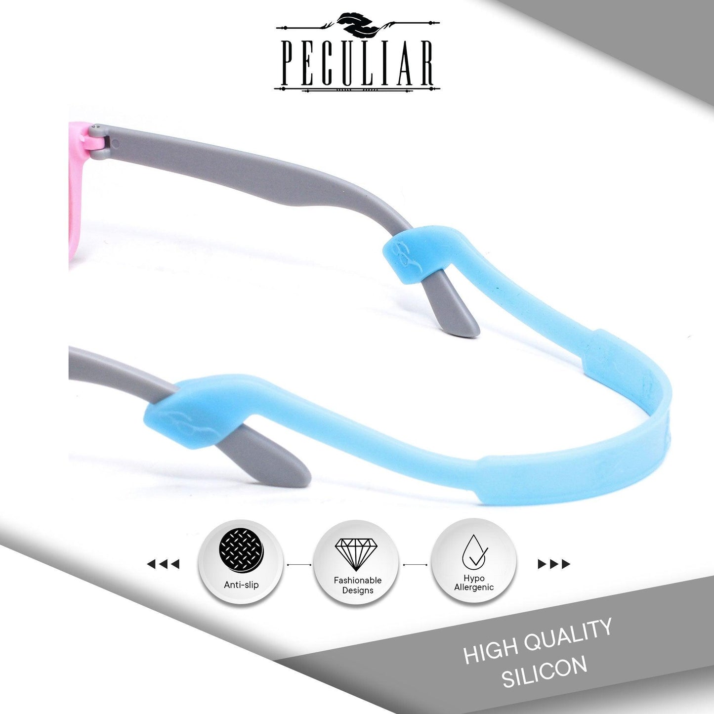 Peculiar S100 Silicon Rubber Eyeglass STRAP End Tips Anti Slip Ear Grip - peculiareyewear