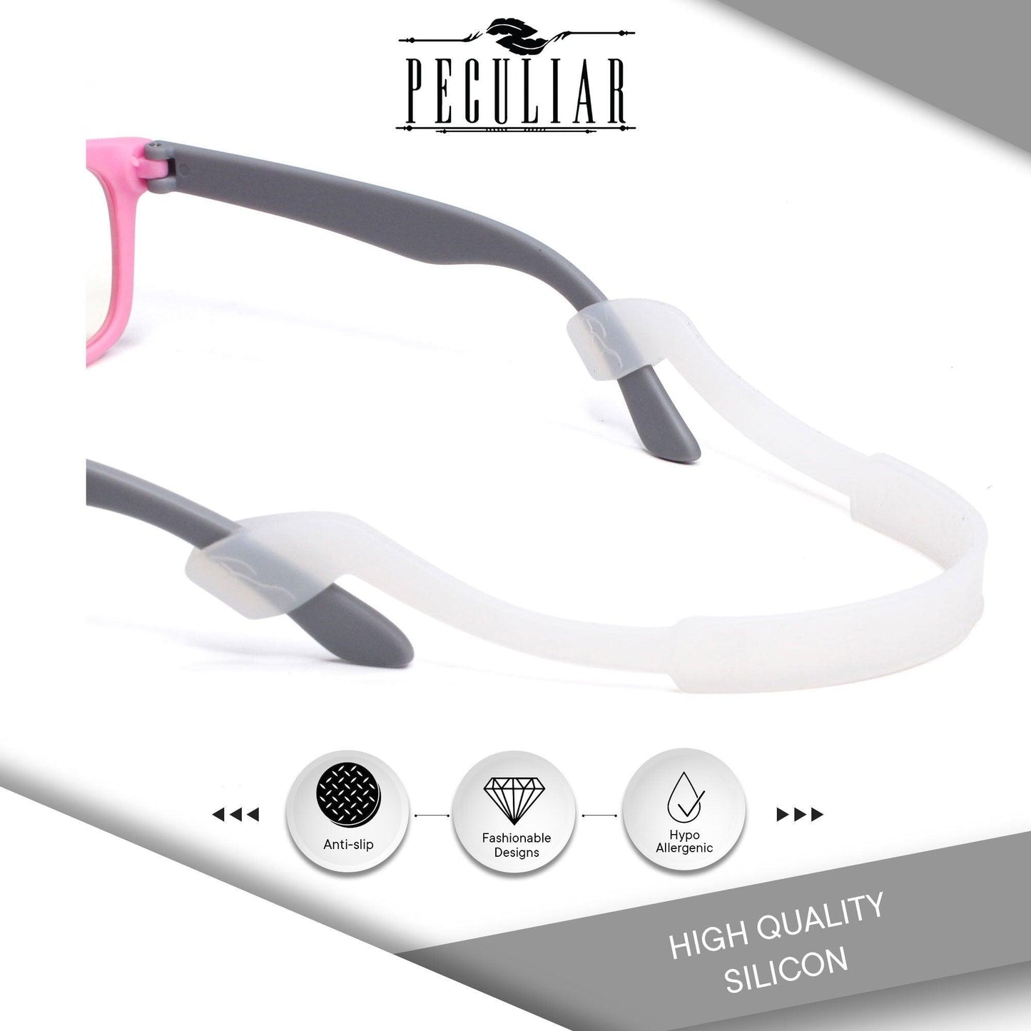 Peculiar S100 Silicon Rubber Eyeglass STRAP End Tips Anti Slip Ear Grip - peculiareyewear