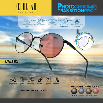 Peculiar ALEX Round Alloy ( 3x Metal Plating) Frame Anti Radiation Glasses UV400