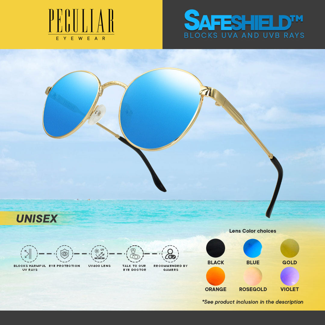 Peculiar Eyewear ALEX Gold Round Metal Frame Sunglasses Shades For Men and Women