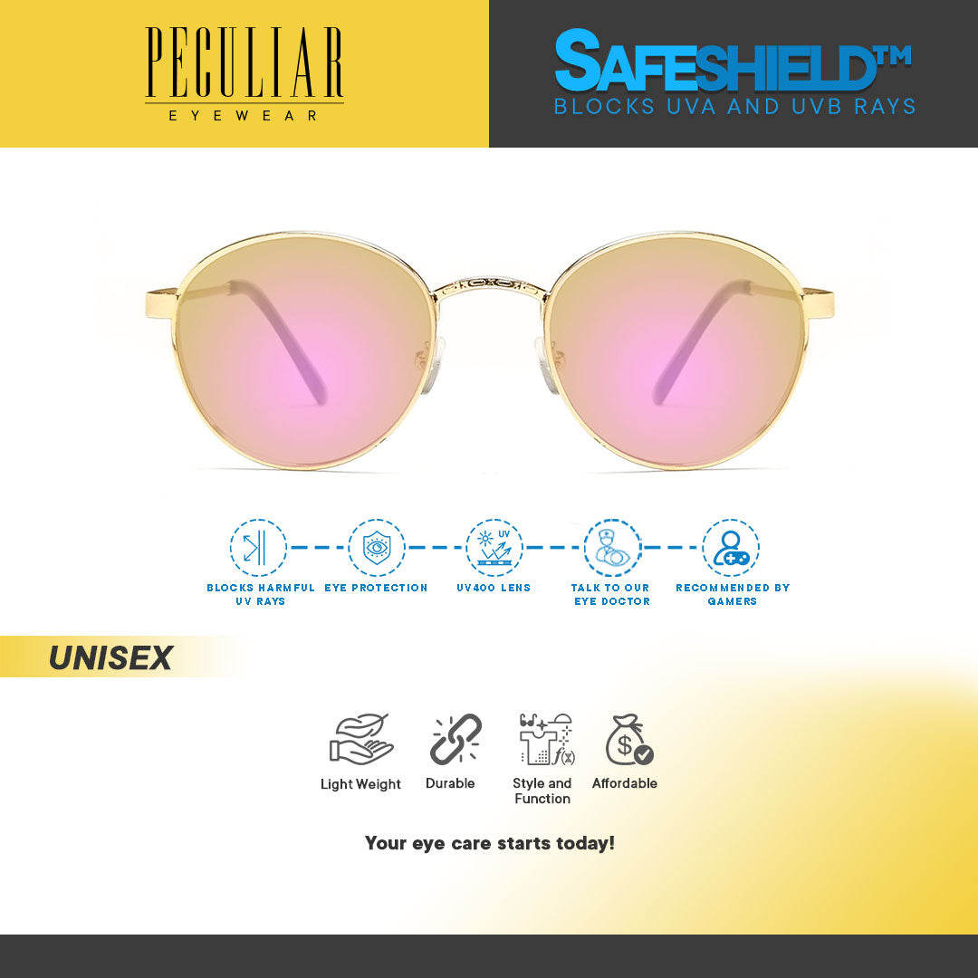 Peculiar Eyewear ALEX Gold Round Metal Frame Sunglasses Shades For Men and Women