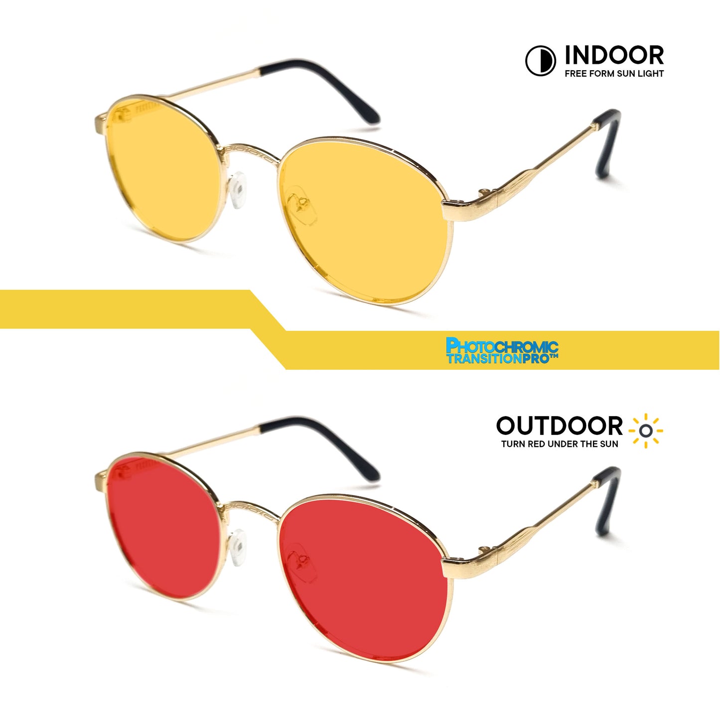 Peculiar Alex Round Metal Sunglass Anti Rad Eyeglass Replaceable Lens Frames PhotoChromic TransitionPro Polarized UV400 Lens Photochromic TAC Lens for Men and Women