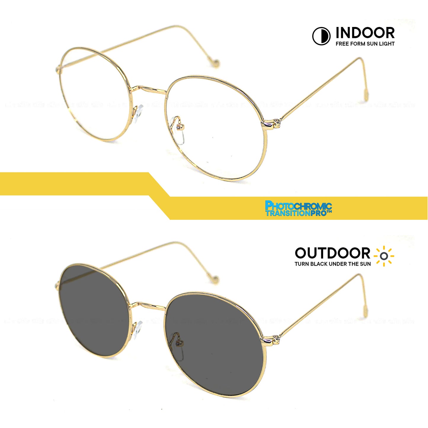 Peculiar Erin Round Metal Sunglass Anti Rad Eyeglass Replaceable Lens Frames PhotoChromic TransitionPro Polarized UV400 Lens Photochromic TAC Lens for Men and Women