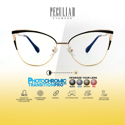 Josephine Cat Eye Metal Frame Photochromic TransitionPro