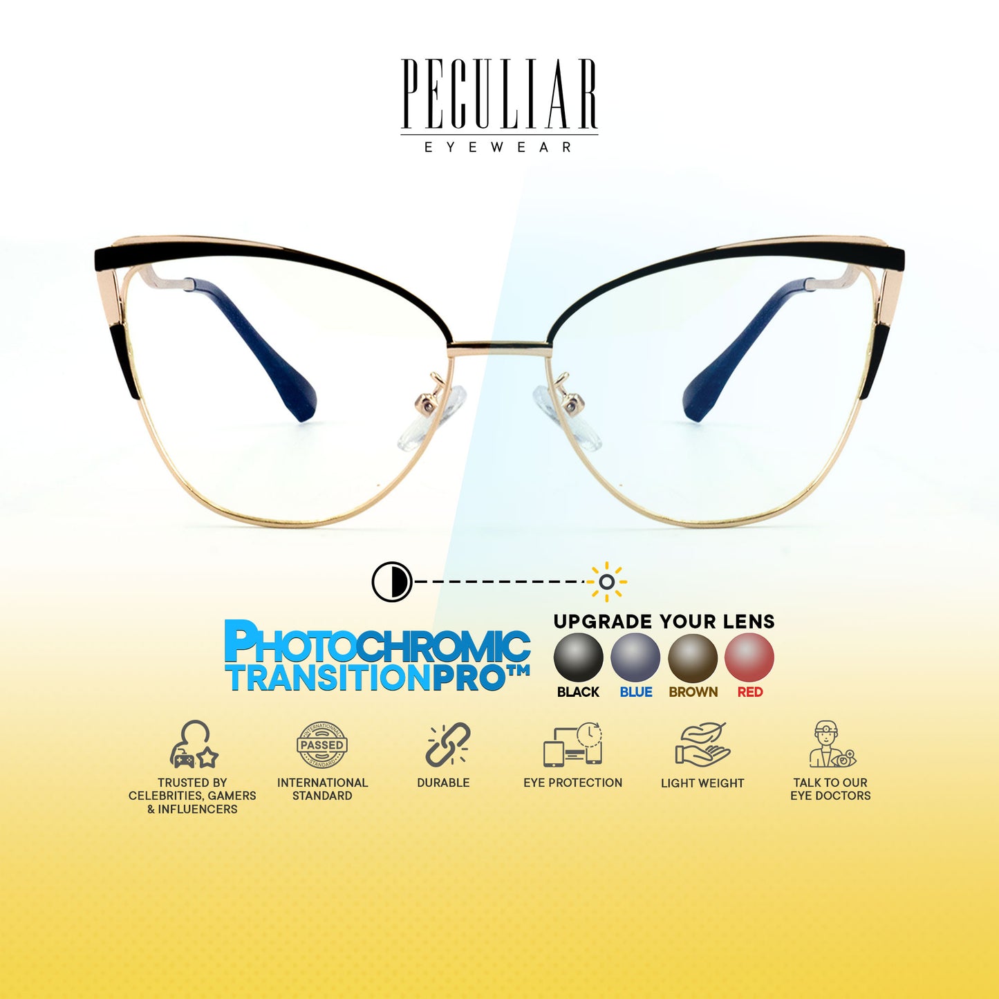 Josephine Cat Eye Metal Frame Photochromic TransitionPro