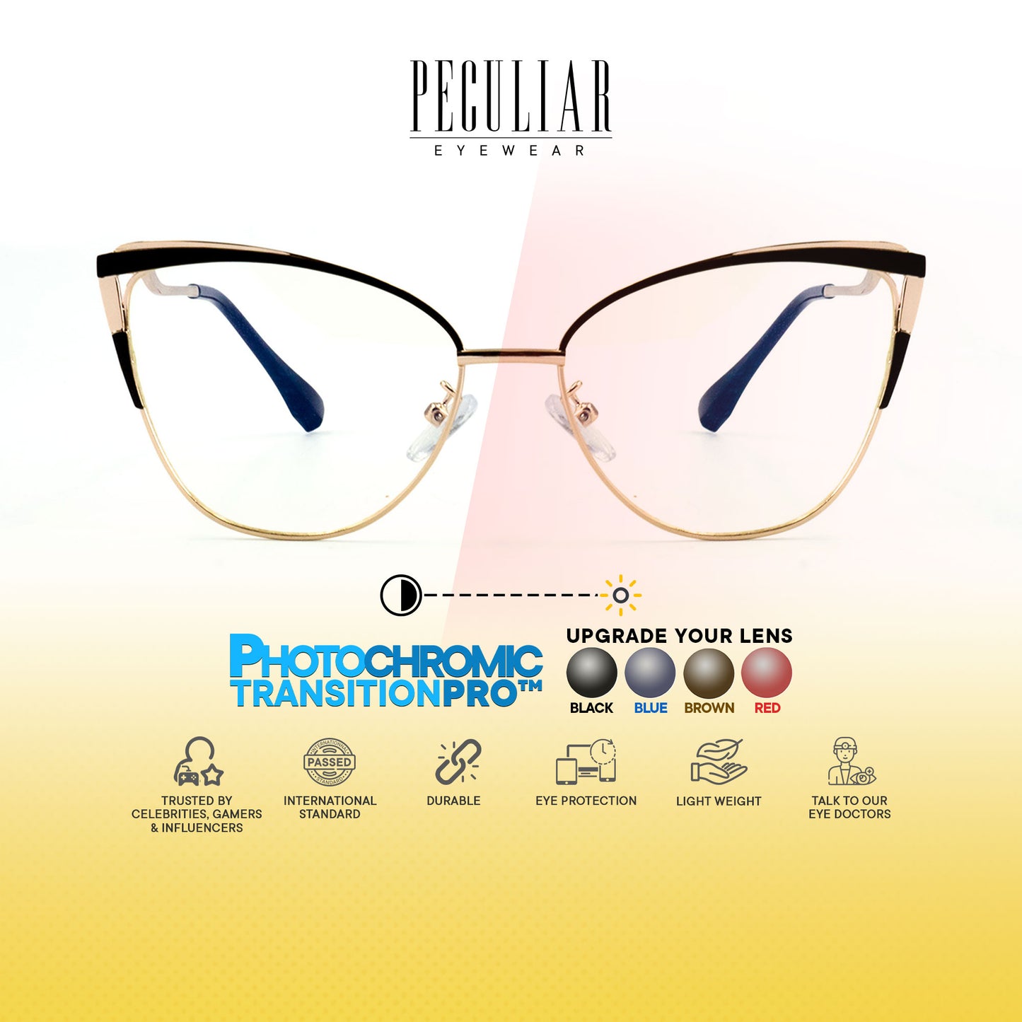 Josephine Cat Eye Metal Frame Photochromic TransitionPro