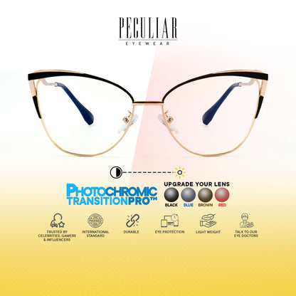 Josephine Cat Eye Metal Frame Photochromic TransitionPro