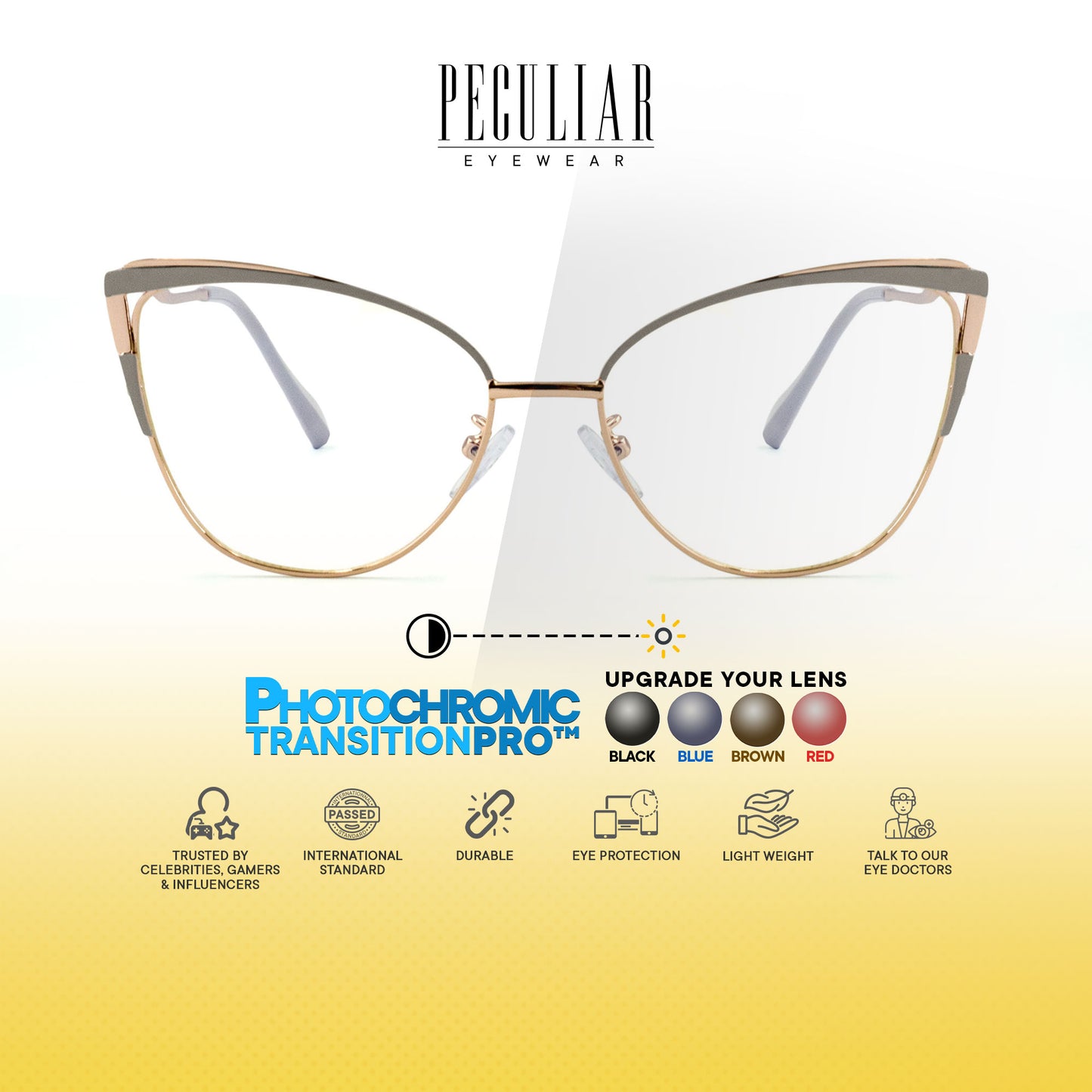 Josephine Cat Eye Metal Frame Photochromic TransitionPro