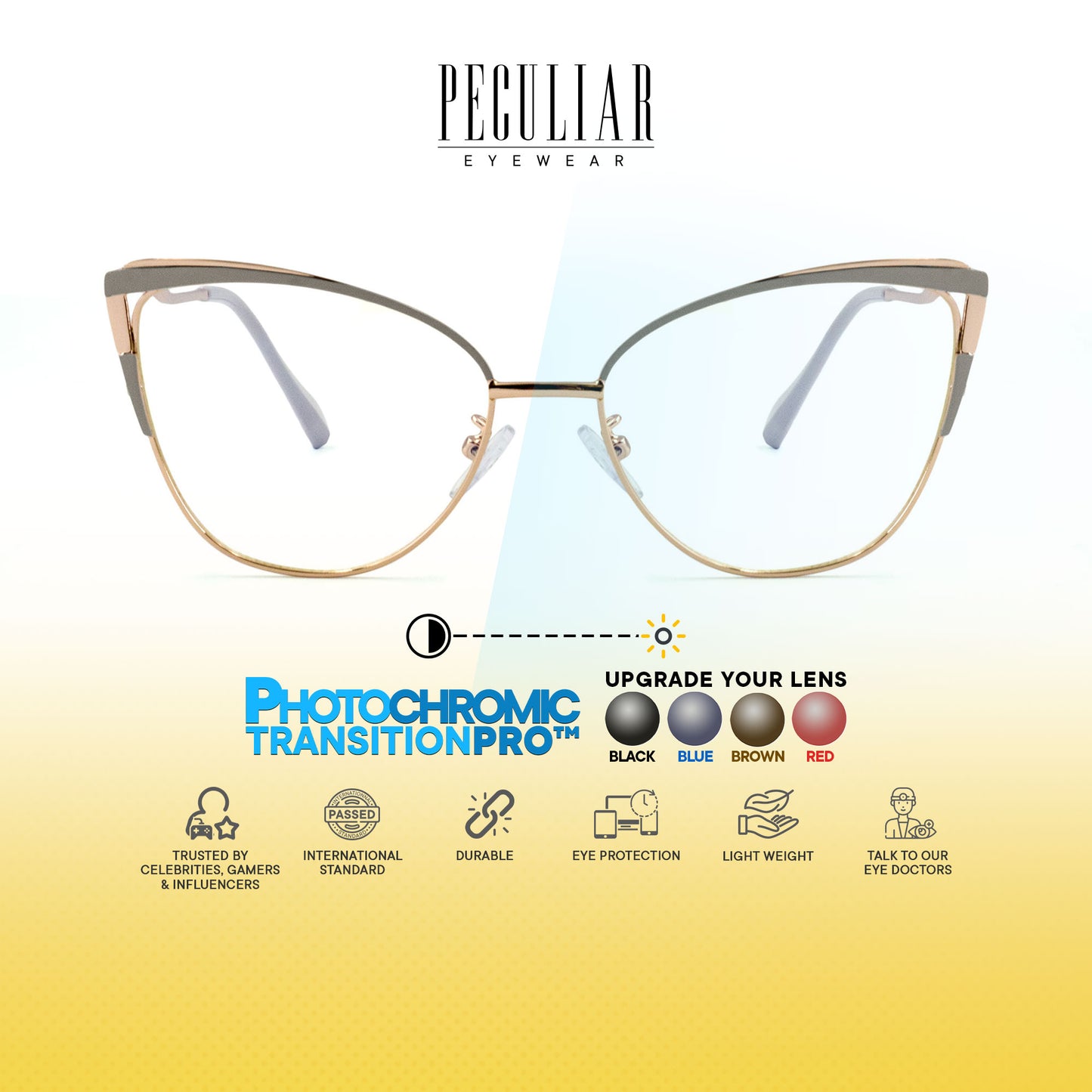 Josephine Cat Eye Metal Frame Photochromic TransitionPro