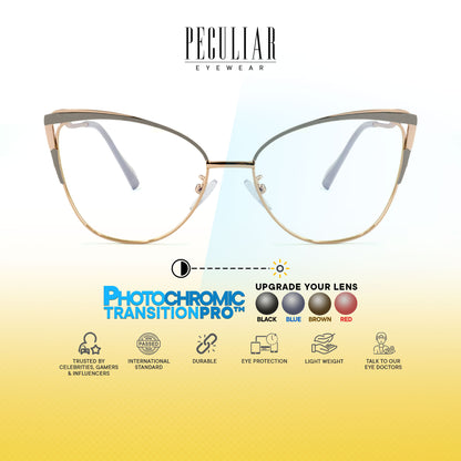 Josephine Cat Eye Metal Frame Photochromic TransitionPro
