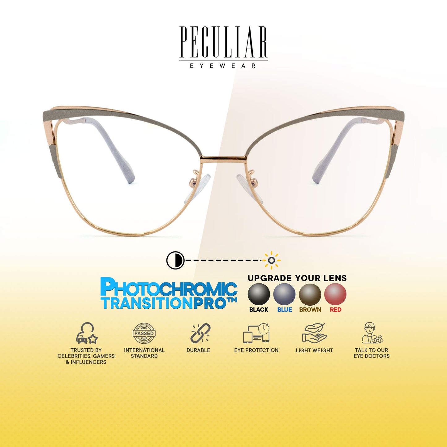 Josephine Cat Eye Metal Frame Photochromic TransitionPro
