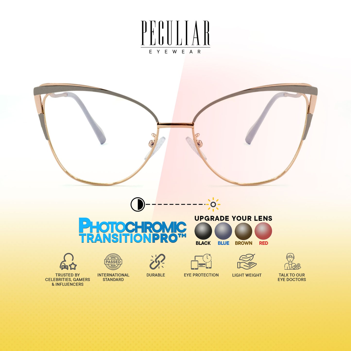 Josephine Cat Eye Metal Frame Photochromic TransitionPro