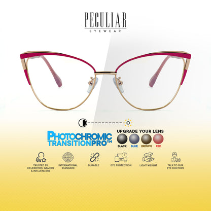Josephine Cat Eye Metal Frame Photochromic TransitionPro