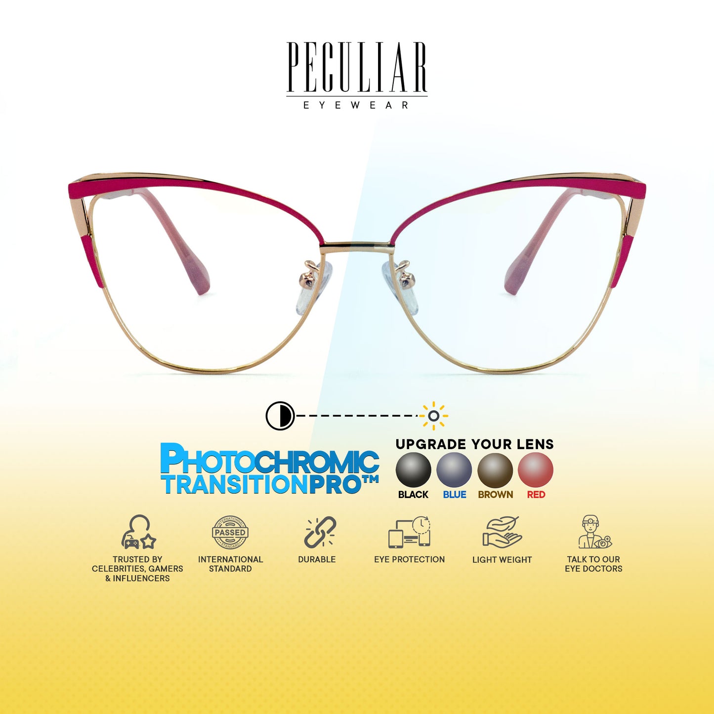 Josephine Cat Eye Metal Frame Photochromic TransitionPro