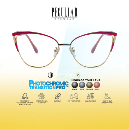 Josephine Cat Eye Metal Frame Photochromic TransitionPro