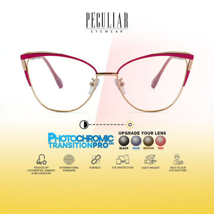 Josephine Cat Eye Metal Frame Photochromic TransitionPro