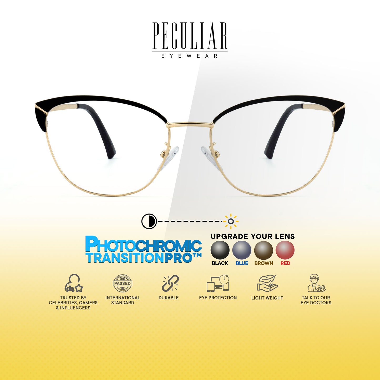 Mary Cat Eye Metal Frame Photochromic TransitionPro