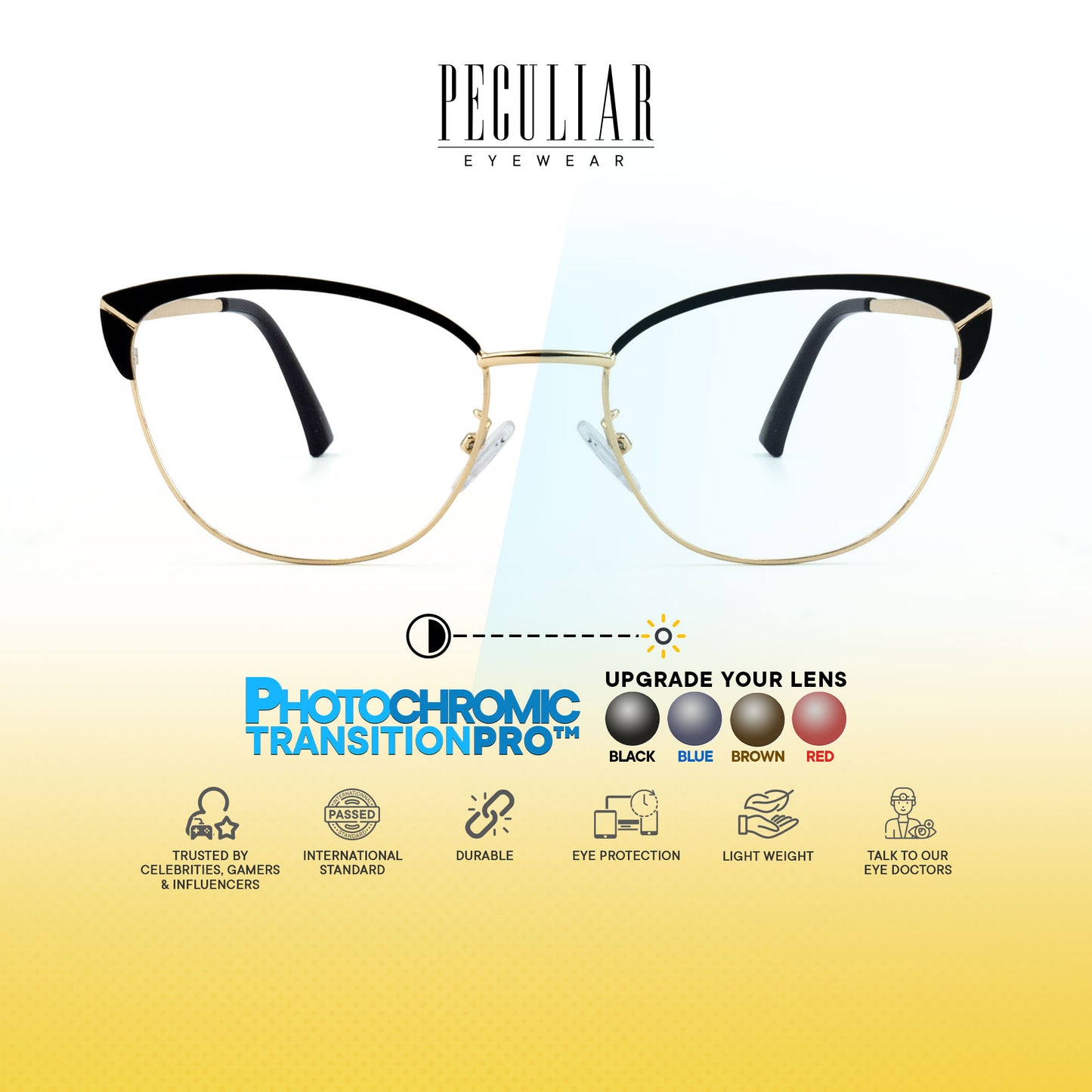 Mary Cat Eye Metal Frame Photochromic TransitionPro