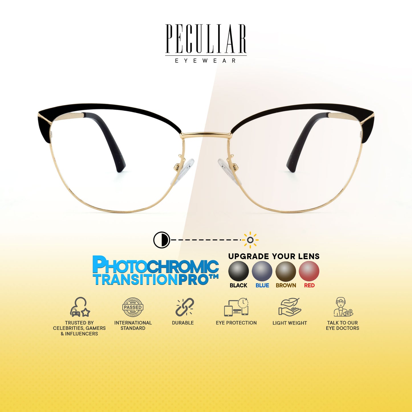 Mary Cat Eye Metal Frame Photochromic TransitionPro