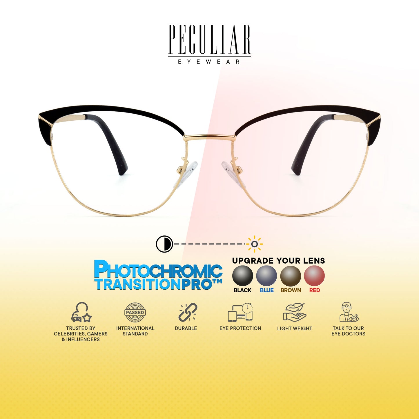 Mary Cat Eye Metal Frame Photochromic TransitionPro