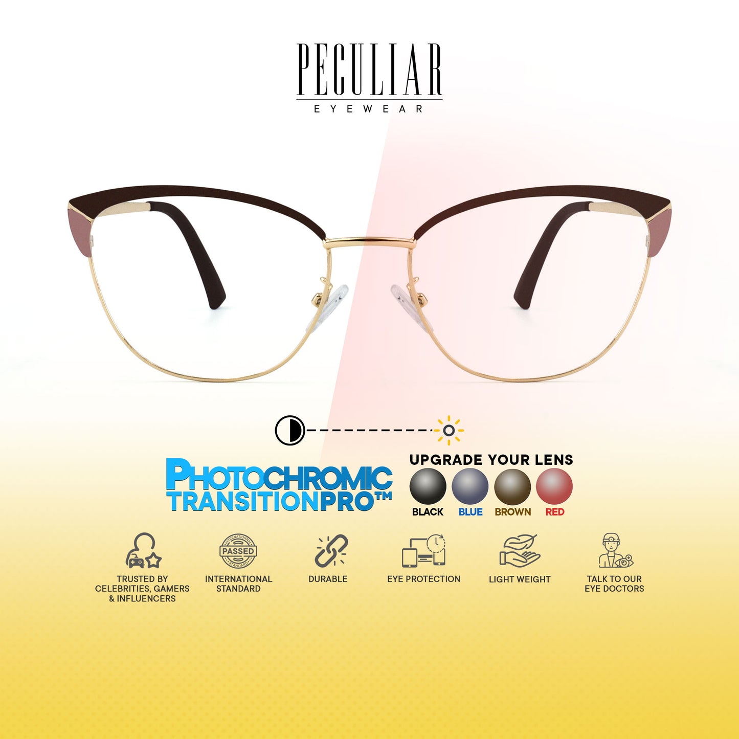 Mary Cat Eye Metal Frame Photochromic TransitionPro